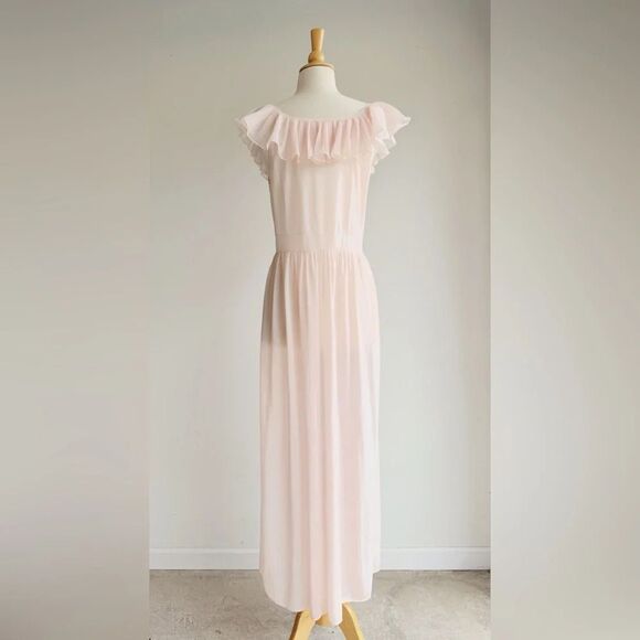 🌸 Vintage 1950s Rogers Run-Proof Nylon Pleated Nightgown / Negligee - Picture 5 of 8
